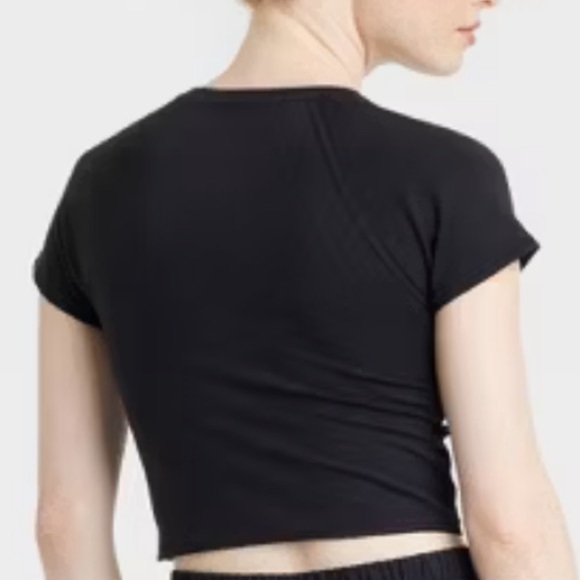 Women's Knit Cropped Short Sleeve Top - JoyLab™ - Picture 2 of 3